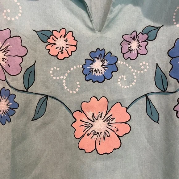 Vintage painted Floral Mint Green walking style pants Set. So granny! - Picture 2 of 12